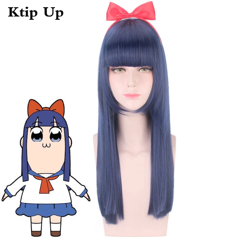 

POP TEAM EPIC Popuko Pipimi Cosplay Wig for Women High Quality Heat Resistant Synthetic Hair Purple Anime Costume Party Wigs