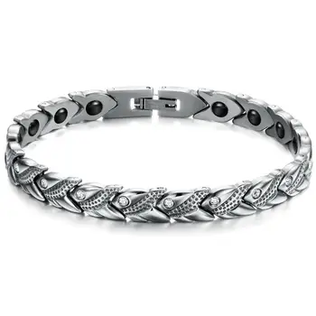 

Stainless Steel Link Chain Charm Magnetic Germanium Far Infrared Bracelet For Women Fashion Femme Bangles Jewelry