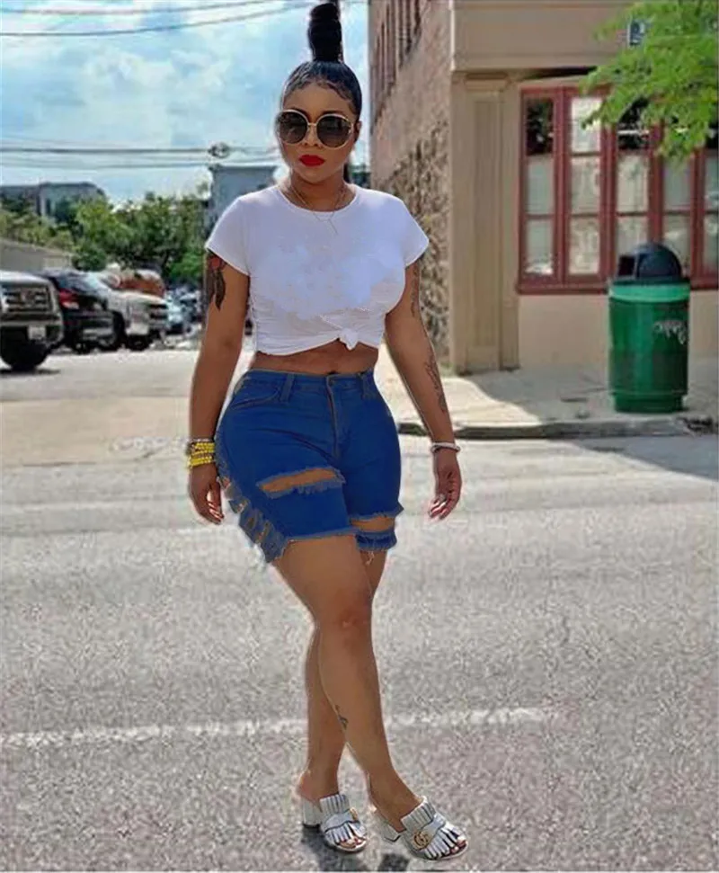 Fashion Sexy Ripped Denim Shorts 