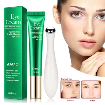 

EFERO Anti-Wrinkle Moisturizing Eye Cream Against Puffiness and Bags Removal Rejuvenation Skin Care Electric Eye Massage Pen