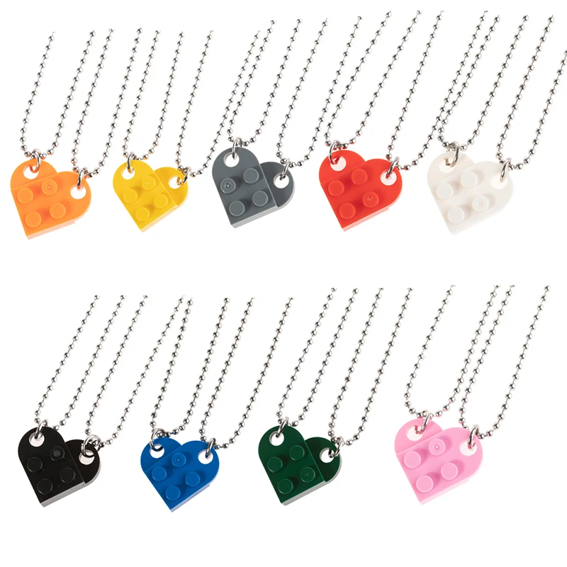 2pcs Cute Love Heart Brick Pendant 