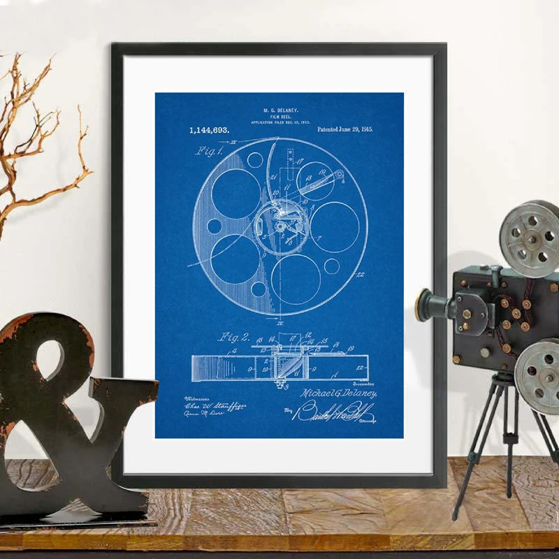 Кинотеатр патент кинокатушка плакаты и принты кинотеатр настенное искусство