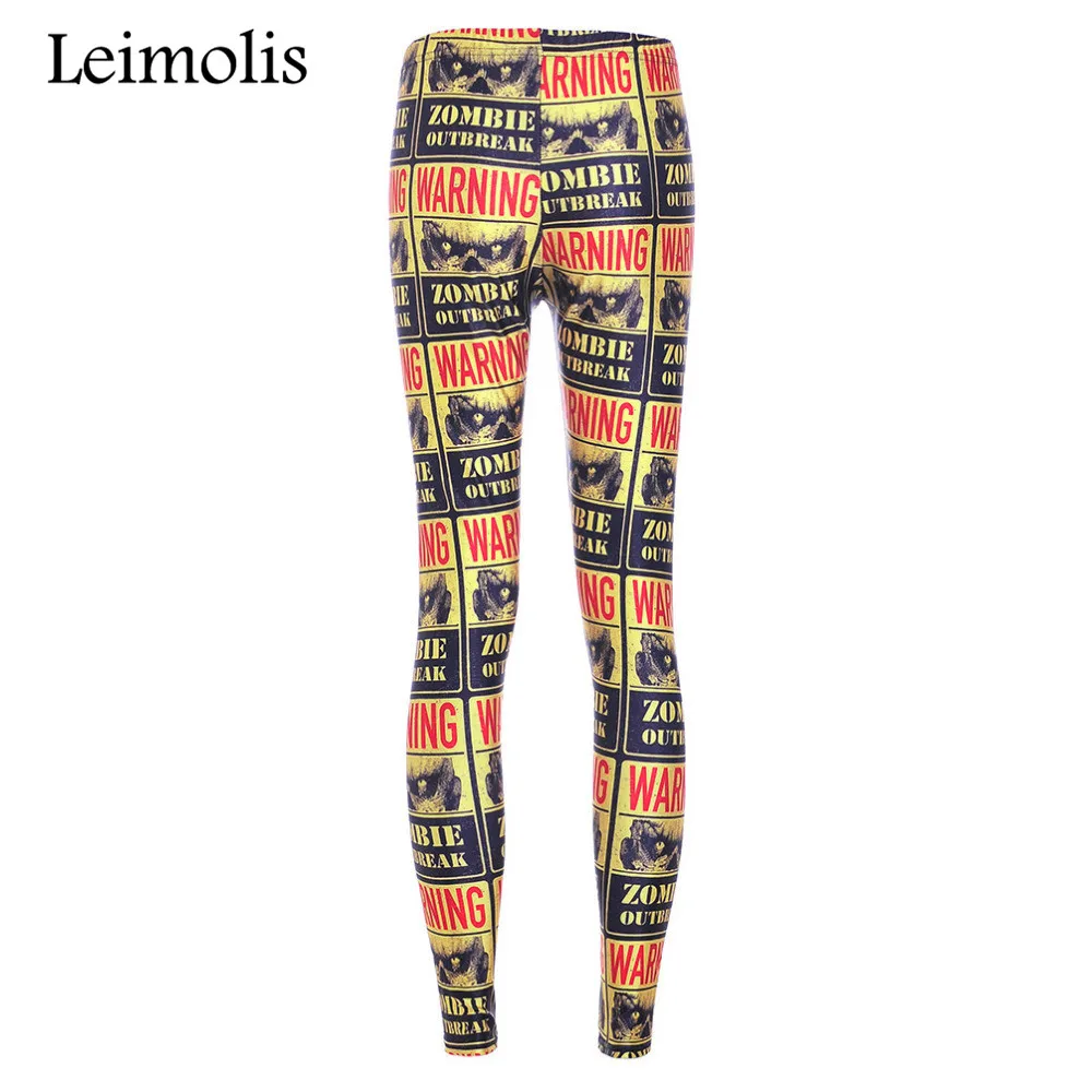 Leimolis 3D printed fitness push up workout leggings women gothic Zombie World War plus size High Waist punk rock pants