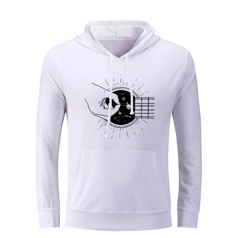 Universe Guitar Good Times Bad Friends Don't Panic Серый Белый Мужской Хлопковый Графический свитер с