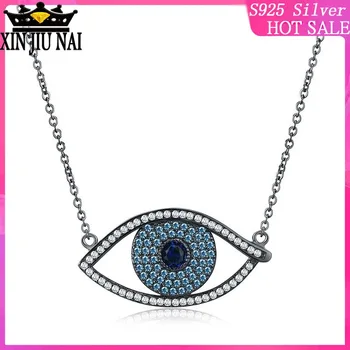 

S925 sterling silver demon eye diamond totem pharaoh sticker format effect Black necklace clavicle chain item 5 styles pendant