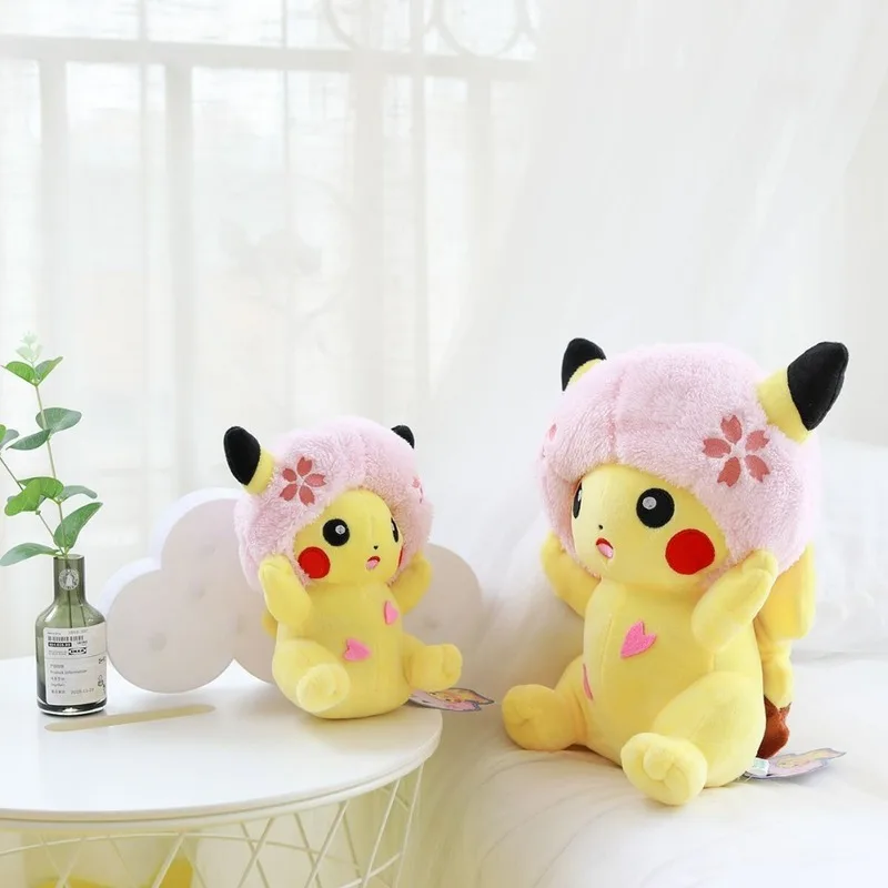 TAKARA TOMY Pokemon Cherry Blossoms Pikachu Plush Toy  Doll Stuffed Kawaii Gift for Girl Friend Hobby Collectible