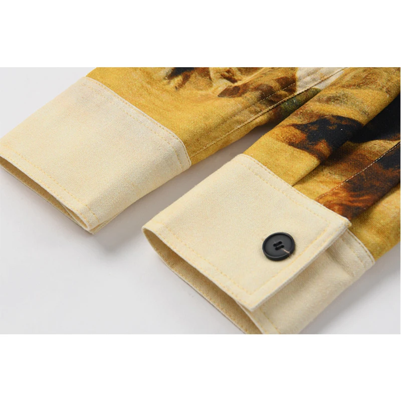 [EAM] Women Yellow Printed Big Size Short Blouse