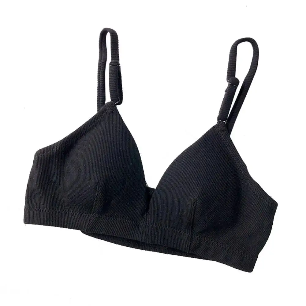 Women's Beauty Back French Triangle Bra Solid Color Thread Deep V Sexy Tube Top - Цвет: Черный