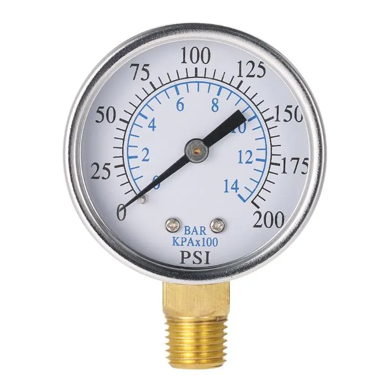 

0-14 Bar Air Oil Water Pressure Gauge 1/4\" NPT 0-200PSI Manometer 0-14 Bar Side Mount MOLC