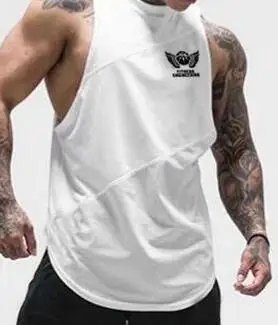 Bodybuilding Stringer Tank Top with hooded Mens Gyms Clothing Fitness Mens Sleeveless Vests Cotton Singlets Muscle Tankops - Цвет: 19BX02FEW