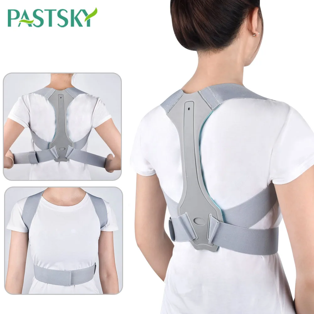 

Adjustable Back Shoulder Posture Corrector Pain Relief Support Spine Waist Straps Breathable Correction Silver Belt Men Women