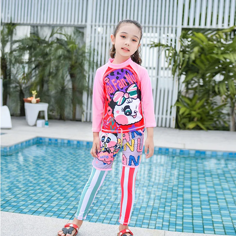

2019 New Style Hot Sales CHILDREN'S Swimwear Split Three-piece Set Long Sleeve Trousers Shorts Sun-resistant Hipster GIRL'S Swim