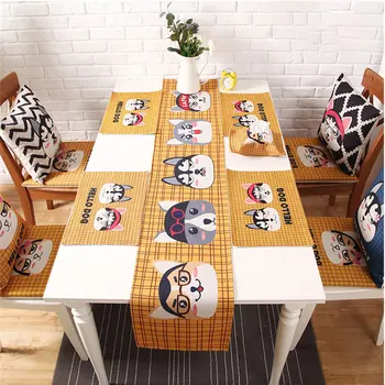 

Cartoon Dog Table Runner Cute Printing Rectangular Table Cloth Home Dining Tables Decoration Runner Table Bedroom Bed Runner