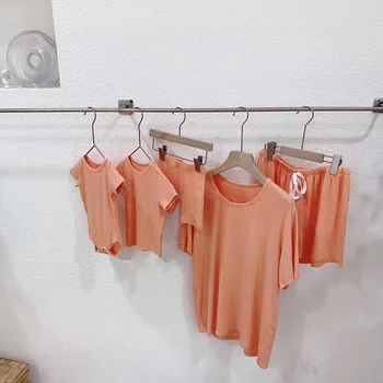 

MILANCEL2020 family look mommy and me clothes baby bodysuits cotton tee and shorts kids clothes set matching family clothes