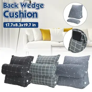 

Cotton Canvas Triangular Backrest Cushion Sofa Pillow Bed Office Chair Reading Rest Pillow Back Support Comfort Soft Large Size
