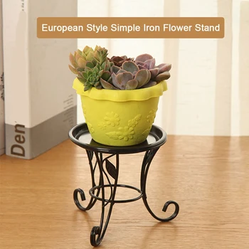 

European Style Simple Mini Flower Stand Flower Pot Succulent Flower Shelf Iron Stand + Iron Plate for Desktop Balcony