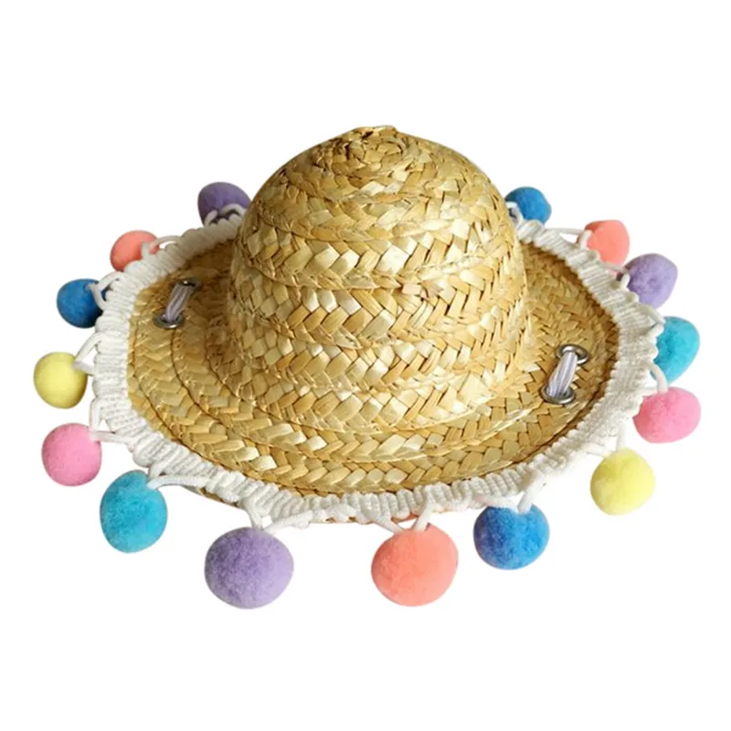 C Pet Cat Sun Hat Handcrafted Woven Hawaii Pets Dog Puppy Caps Straw Woven Hat Pet Accessories Charming And Generous Affordable - Цвет: C