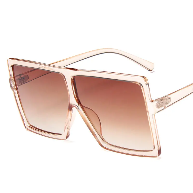 Большая коробка Квадратные Солнцезащитные очки женские горячие уличные съемки тренд женские солнцезащитные очки высокого качества женские модные Oculos De Sol Feminino - Цвет линз: Transparent tea