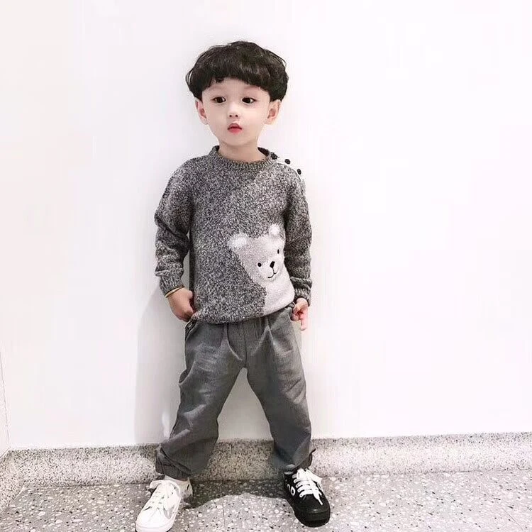 

Kid Clothes Set Bear Sweater tops + Long Pants+Shoes for Children Autumn Casual Clothes Size 2-12Y Sale in end September