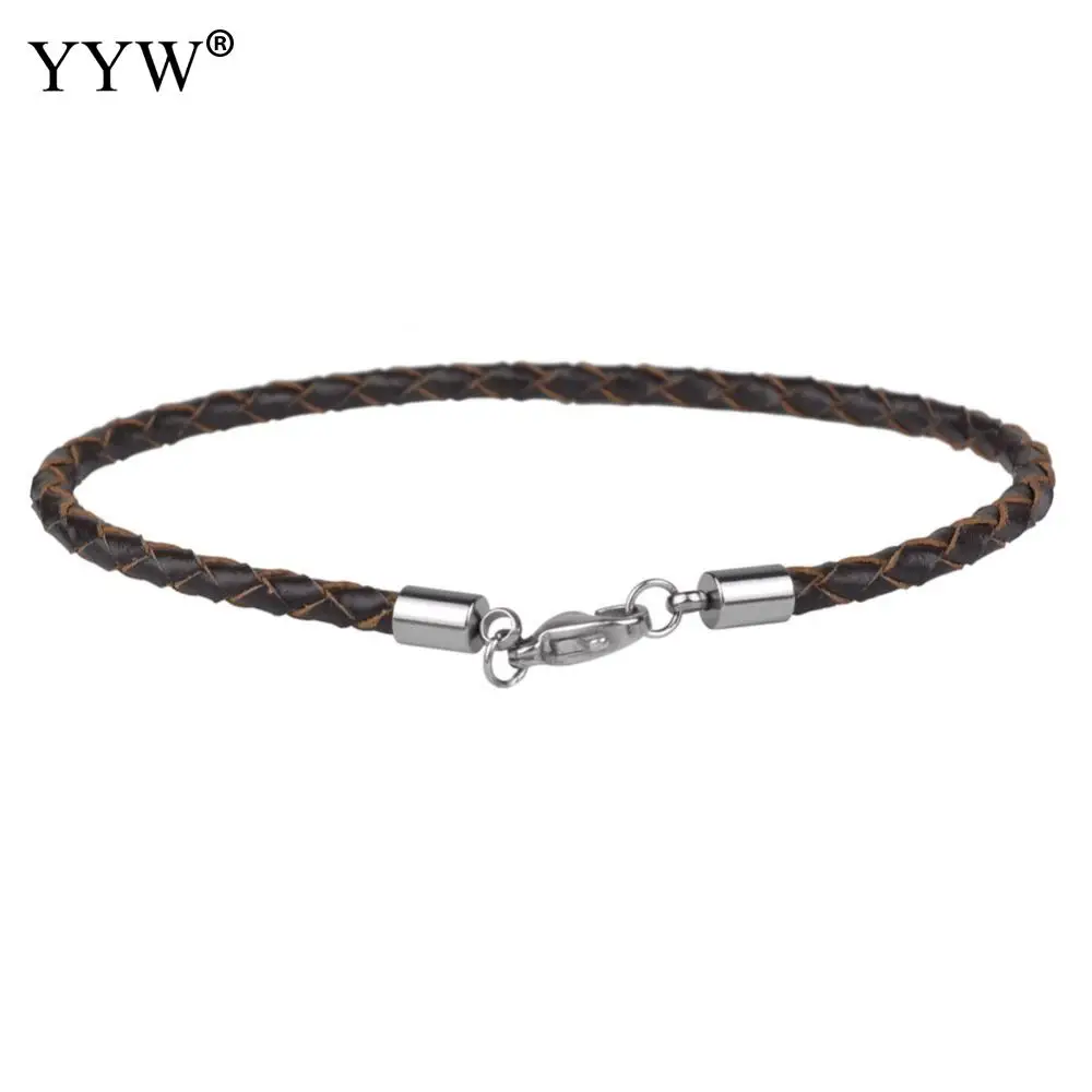 3 шт., кожаный шнур, браслеты для женщин, нержавеющая сталь, простая пряжка, кордон, ювелирный шнур, браслеты, сделай сам, аксессуары для изготовления 7,8 дюймов