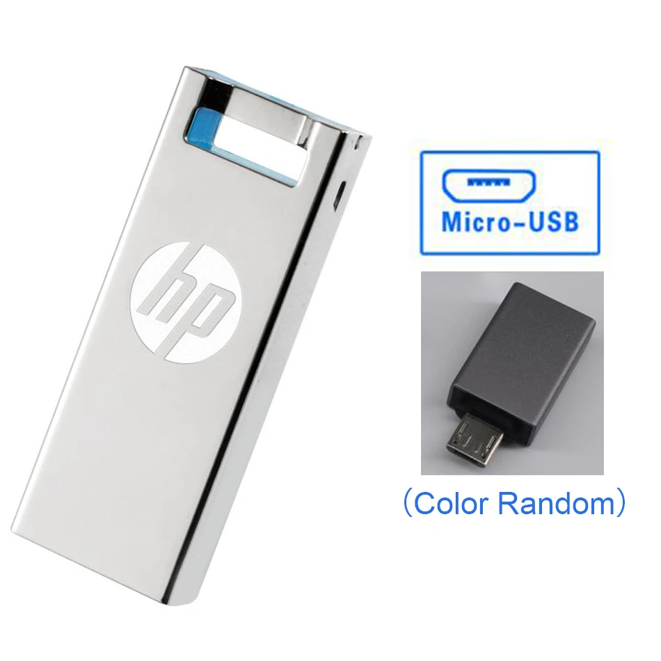 Металлический Мини USB флеш-накопитель hp V295W, память 64 ГБ, 32 ГБ, 16 ГБ, флеш-накопитель, водонепроницаемый, ударопрочный, пыленепроницаемый, для планшета, ПК, смартфона - Цвет: Free Micro adapter