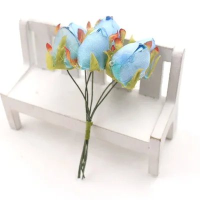 8 Bunch Beautiful Rose Artificial Silk Flowers Small Wedding Decoration Marriage Engagement Fake Flower Wedding Bouquet - Цвет: A