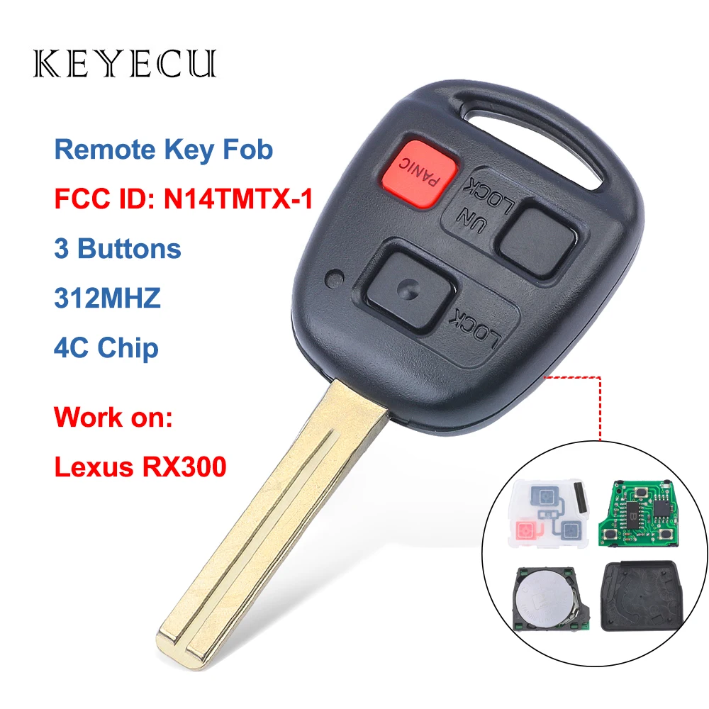 Автомобильный Брелок дистанционного управления с ключом Keyecu 3 кнопки 312 МГц чипом