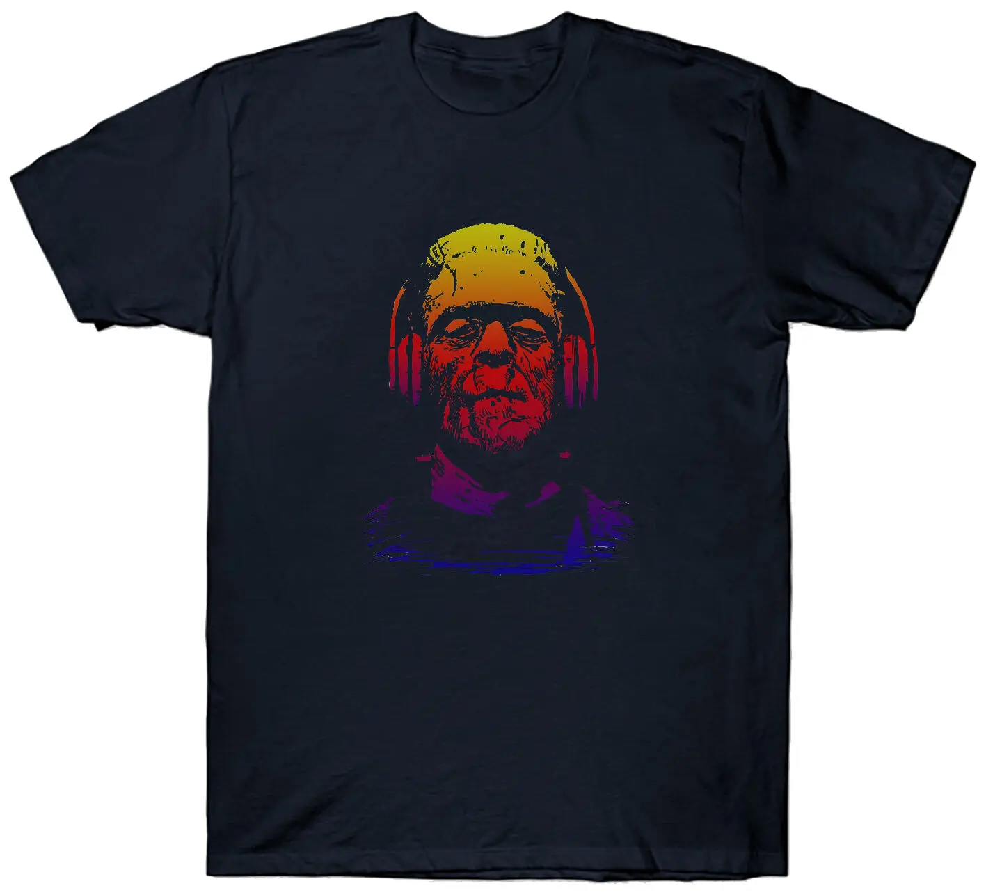 

FRANKENSTEIN T SHIRT DJ EAR PHONES VINTAGE RETRO FILM MOVIE HAMMER HORROR