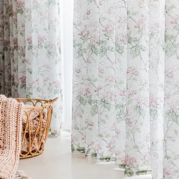 

Modern Curtains for Living Dining Room Bedroom Dolly Hydrangea Tulle Curtains Kitchen Curtains Finished Product Customization