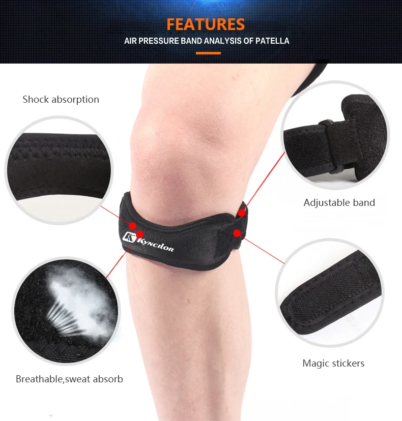 Adjustable Patella Knee Tendon Strap kneepad support professional protector Pad Belted Sports Knee Brace Black Keenpads