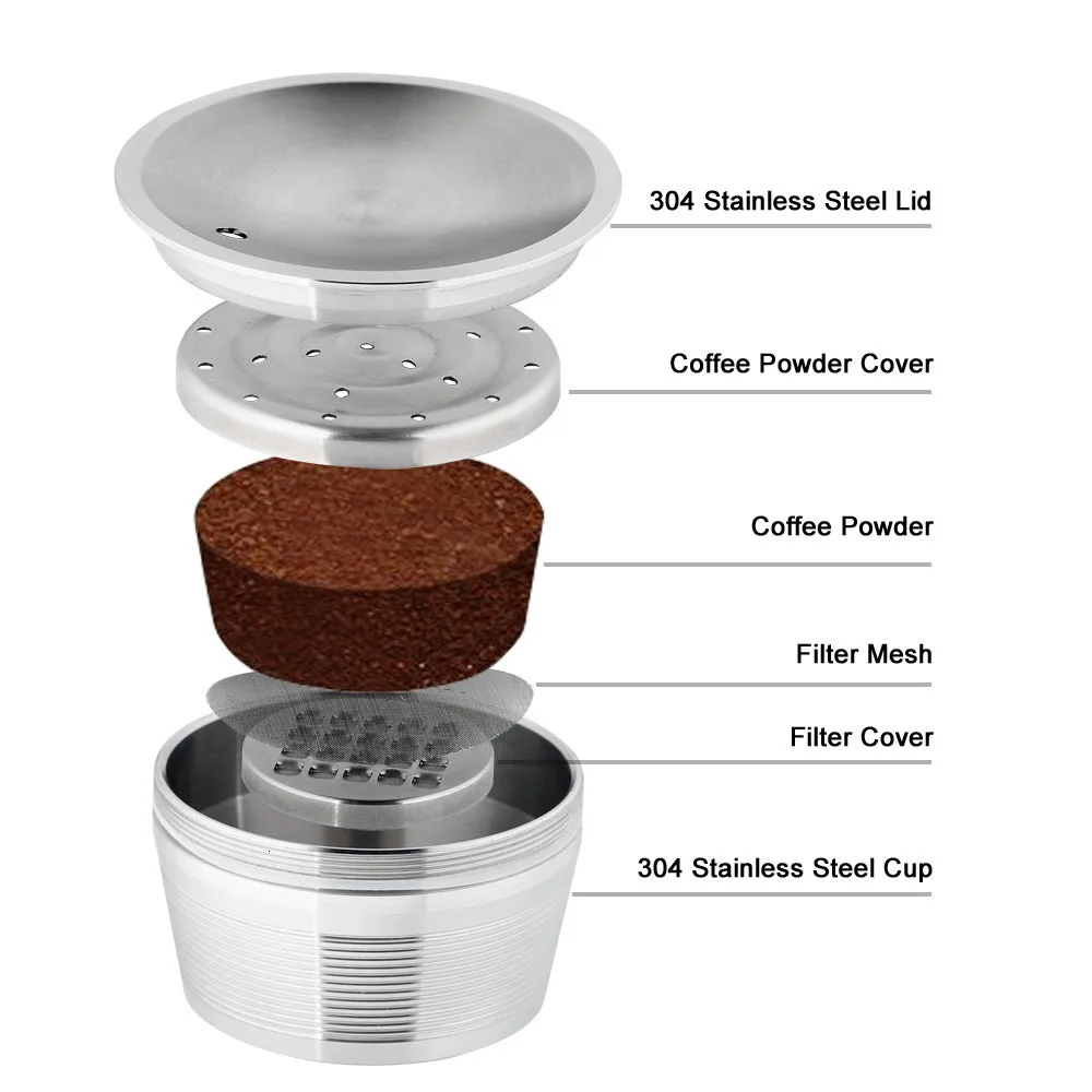  Stainless Steel Dolce Gusto Refillable Coffee Capsule Tamper Filter Baskets Reusable Dripper Kitche - 4000553453073