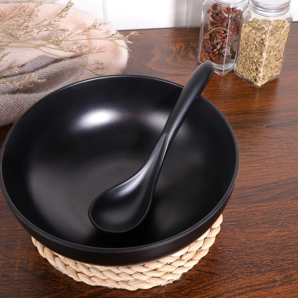 6PCS A5 Melamine Flatware Black Imitation Porcelain Soup Spoon Durable Tableware for Home (HS0123) | Дом и сад