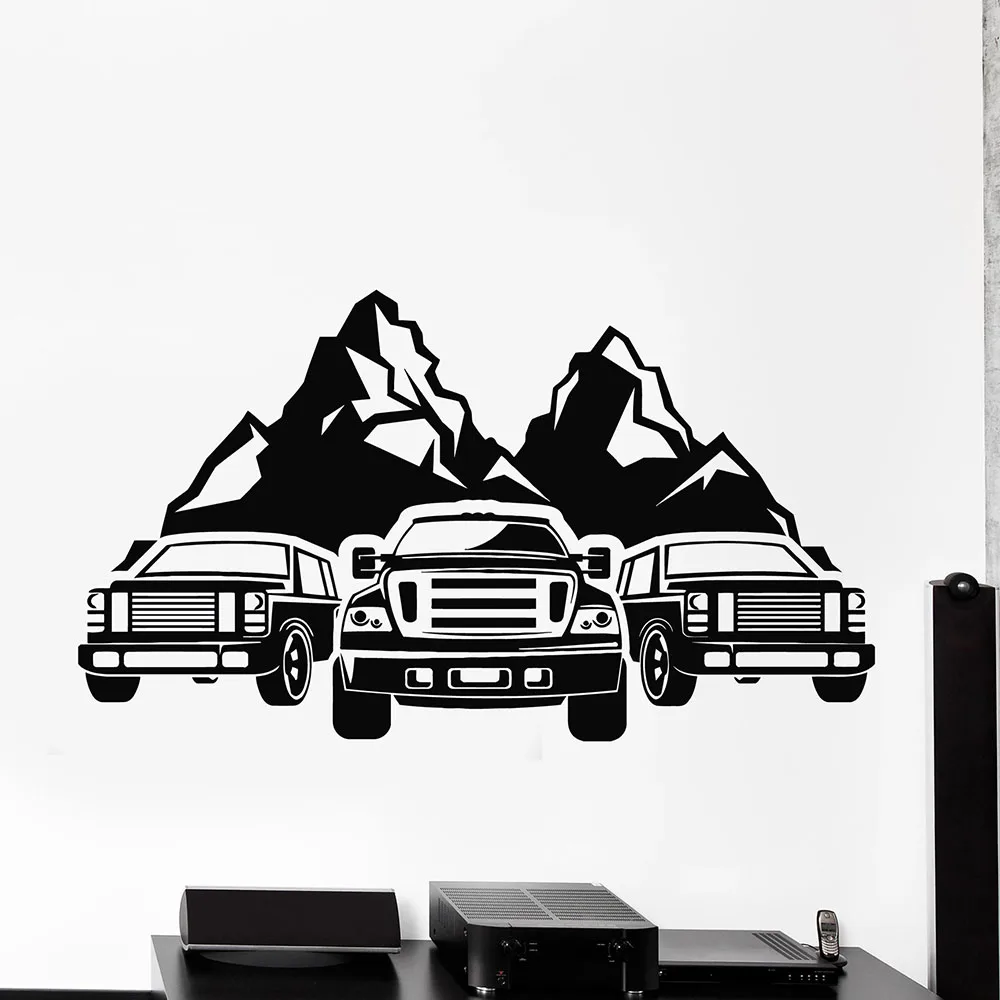 Adventure Wall Decal Cars Rover Mountains Wildlife Travel Art Wallpaper Vinyl Window Stickers Mural Man Cave Garage Decor Q482 | Дом и сад