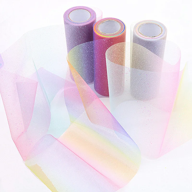 10YardRoll Pink Rainbow Glitter Tulle Roll Sequin Gradient Fabric DIY Craft Gift Birthday Party Wedding Decoration Supplie ww75 (10)