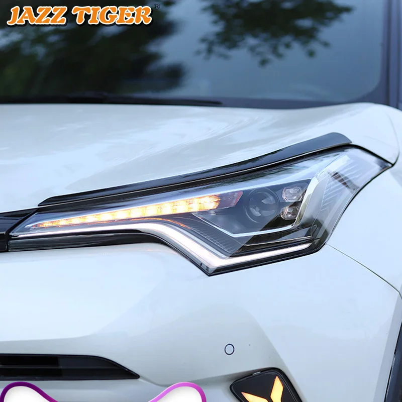 JAZZ TIGER автомобильный Стайлинг светодиодный DRL Динамический указатель поворота Головной фонарь в сборе светодиодный фонарь для Toyota C-HR CHR