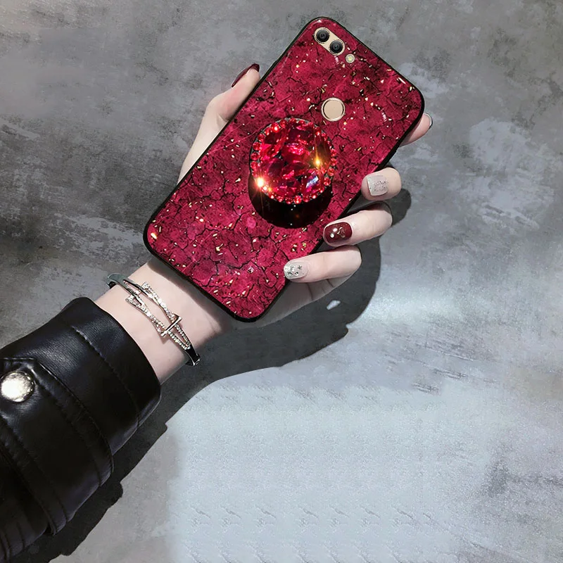 Для huawei P Smart Case 5,65 huawei Psmart эпоксидный Золотой фольга Gem чехол для телефона huawei FIG-LX1 чехол с кольцом держатель ремешок