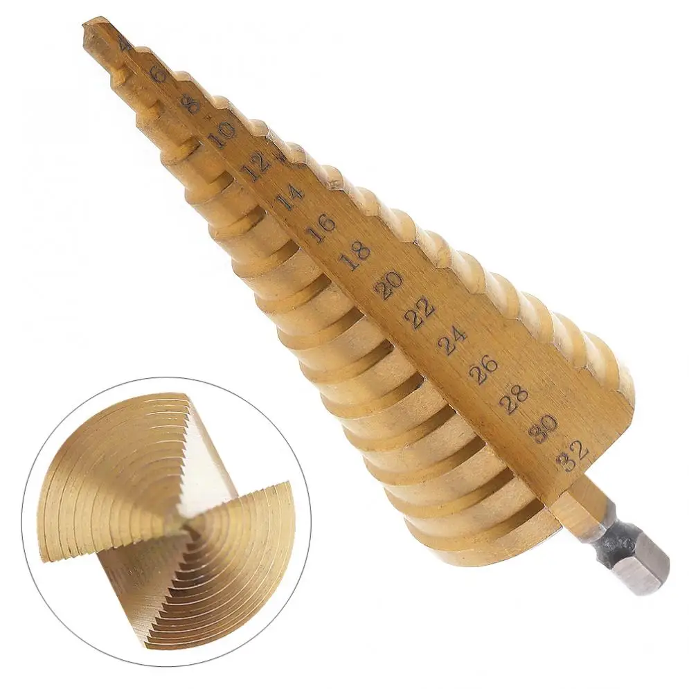 HSS Triangle Shank Pagoda Metal Steel Step Drill Bit Hole Drill Cone Drill Countersink Titanium Bit Set for Cutting Holes NEW