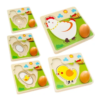 

Kids Wooden Puzzles Jigsaw Education Toy Simulation Learning Chicken Hen Growing Up Process for Children birthday Christmas Gift
