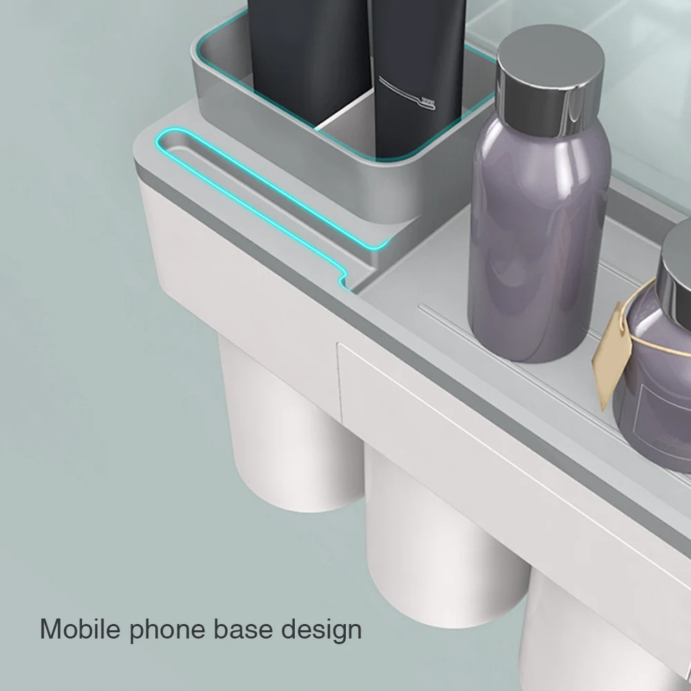 3 чашки полка для ванной дрель настенная подставка для зубных щеток крепление большой емкости сушки магнитные домашние туалетные принадлежности для отеля ABS Портативный