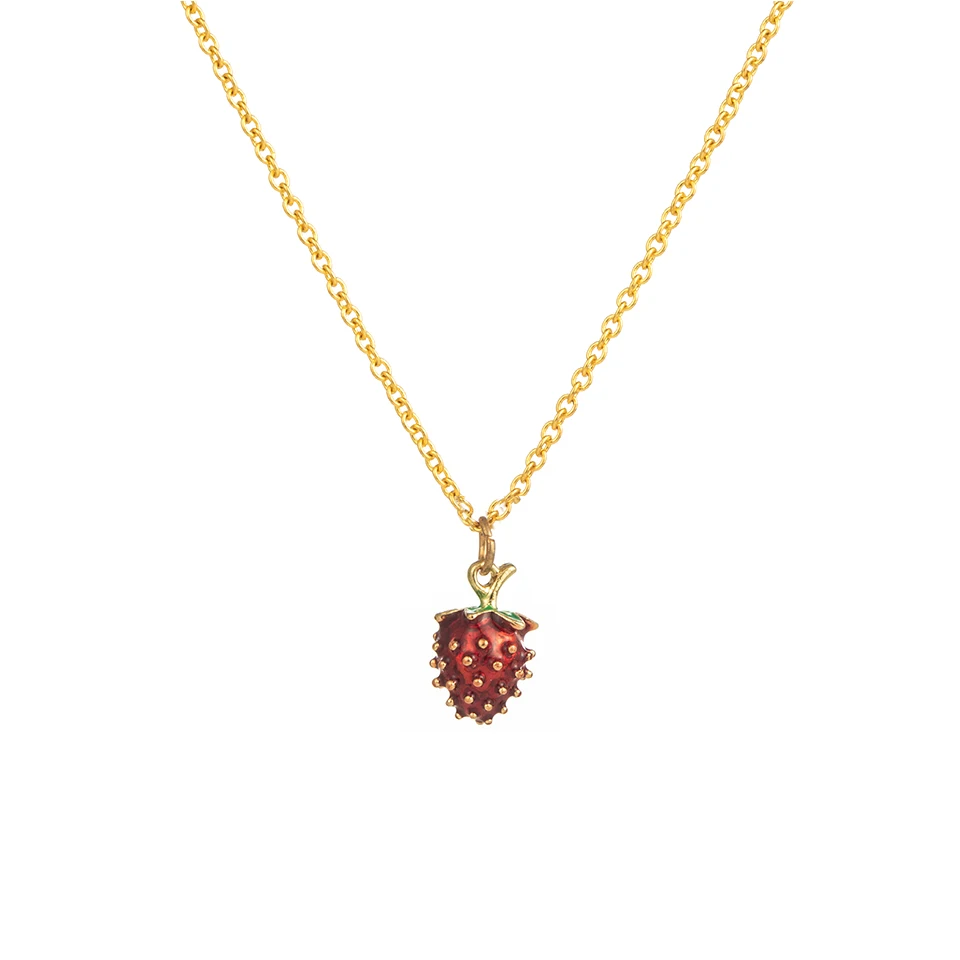 Strawberry-3 Женщины Ожерелье Мультфильм Фруктовые Цветы Кошка Морская Звезда Колье Ожерелья Подвески Для Девочек Дети Морковь Кокосовый лист Макарон Цветок солнца Ромашка Золотая цепочка Ожерелье Ювелирные изделия Подарки - Окраска металла: Strawberry-3