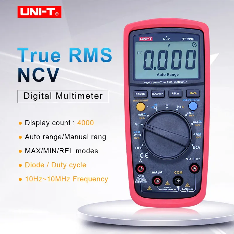 

UNI-T UT139B True RMS Digital Multimeter DC AC Voltage current meter Resistance Capacitance frequency tester Diode test NCV
