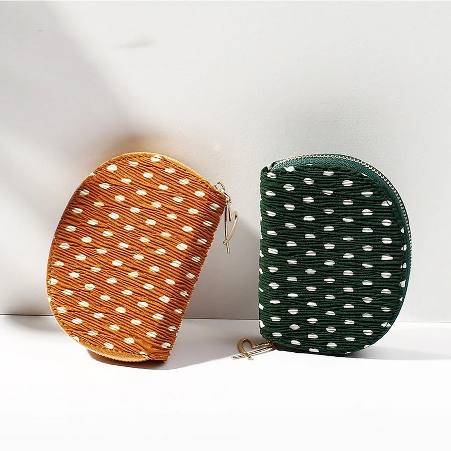 

Circle Point Short Small Card Bag Women's Ogan Coin Purse Harajuku Zipper Semi-circle Multi-card Card Holder Set Ladies Wallets