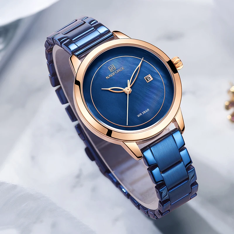 Роскошные женские наручные часы naviforce брендовые часы Стальные кварцевые наручные часы Модные женские наручные часы reloj mujer relogio feminino