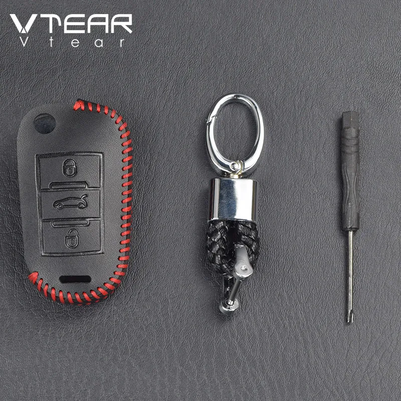 Vtear чехол для автомобильных ключей из натуральной кожи для peugeot 3008 3008GT 5008 аксессуары для интерьера авто Защитная крышка автомобильный брелок