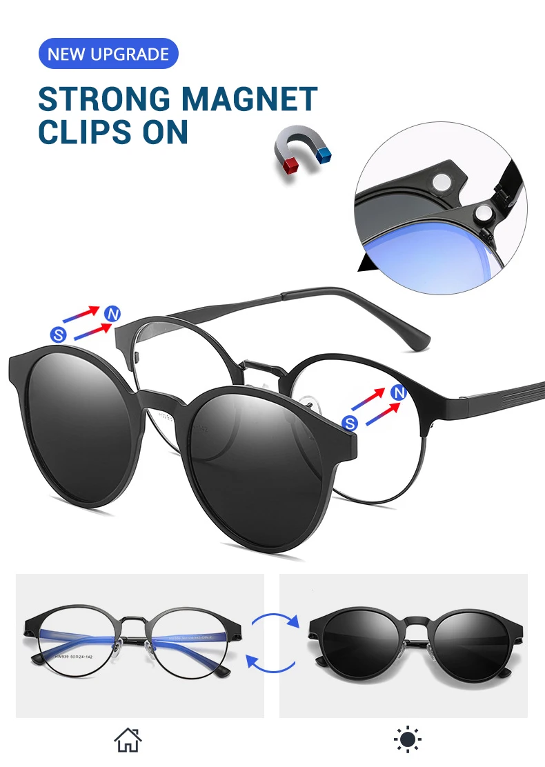 Tony Stark гибкие поляризованные солнцезащитные очки магнитный зажим рецептурная оправа Круглый Женский Ретро Оптический клип на очки таможня Z939