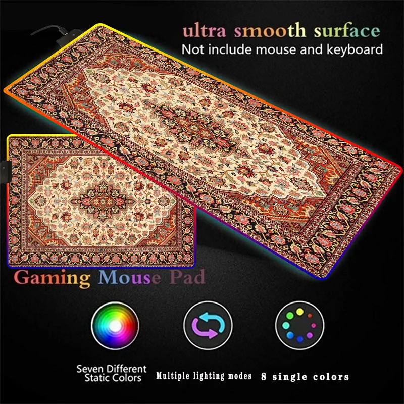 

Persian Carpet Large RGB LED Gaming Mouse Pad Gamer Mousepad LED Light Illuminated USB Wired Colorful Multiple Size Mouse Mice