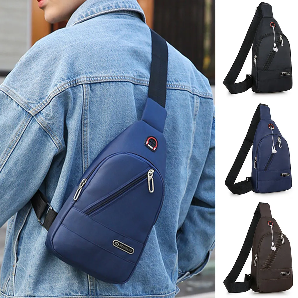

Crossbody Bags for Men Messenger Chest Bag Pack Casual Bag Waterproof Nylon Single Shoulder Strap Pack New Fashion #G2