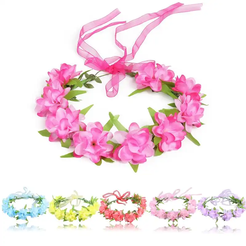 Muababy Ragazze Moana Ghirlanda Della Principessa Del Partito Di Accessori Per Bambini Della Boemia Corona Di Fiori Per La Cerimonia Nuziale Festival Della Spiaggia Della Fascia Con Il Nastro Corona Di Fiori Corona Con