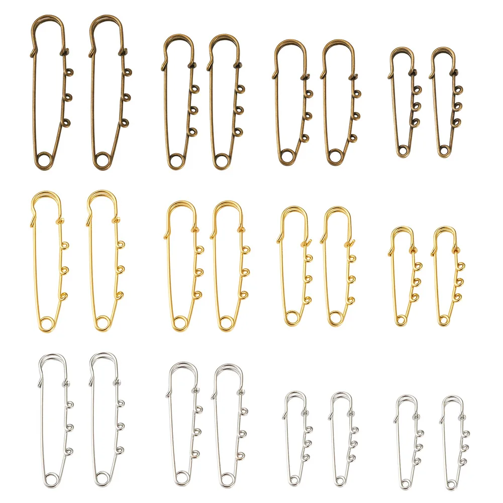 

44 Pcs 11 Styles Stainless Steel Safety Pins with 3 Loop for Jewelry Making DIY Mixed Color