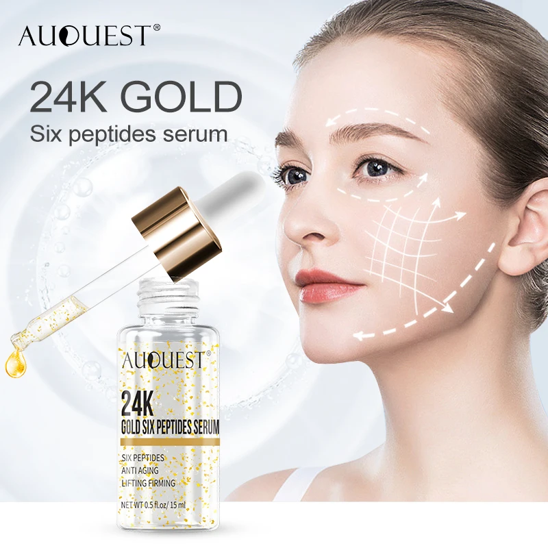 AuQuest 24K Gold Six сыворотка с пептидами и морщинами для удаления морщин антивозрастной лифтинг укрепляющая эссенция коллагена для ухода за кожей лица